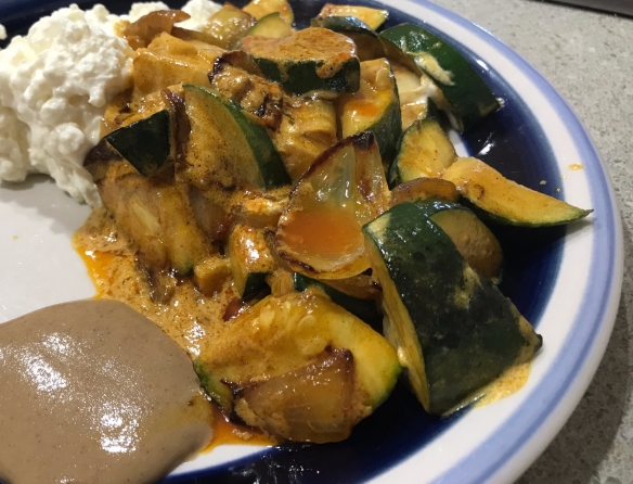 Cooking man slop with zucchini tahini
